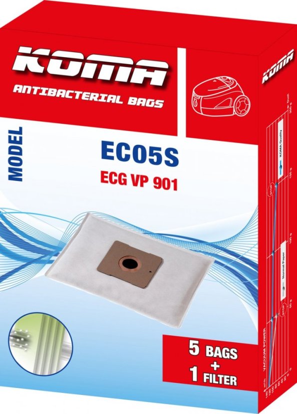 KOMA EC05S - Sáčky do vysavače ECG VP 901, textilní, 5ks