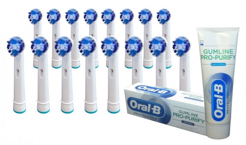 KOMA NK08 - Set mit 16 zertifizierten Ersatzköpfen für Braun Oral-B Precision Clean Zahnbürsten + Gratis Zahnpasta
