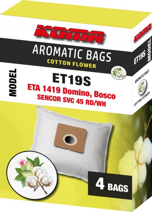 KOMA ET19S - Sada 16 ks aromatických vreciek s vôňou oceánu a kvetu bavlníka do vysávačov ETA, Sencor SVC 45 RD