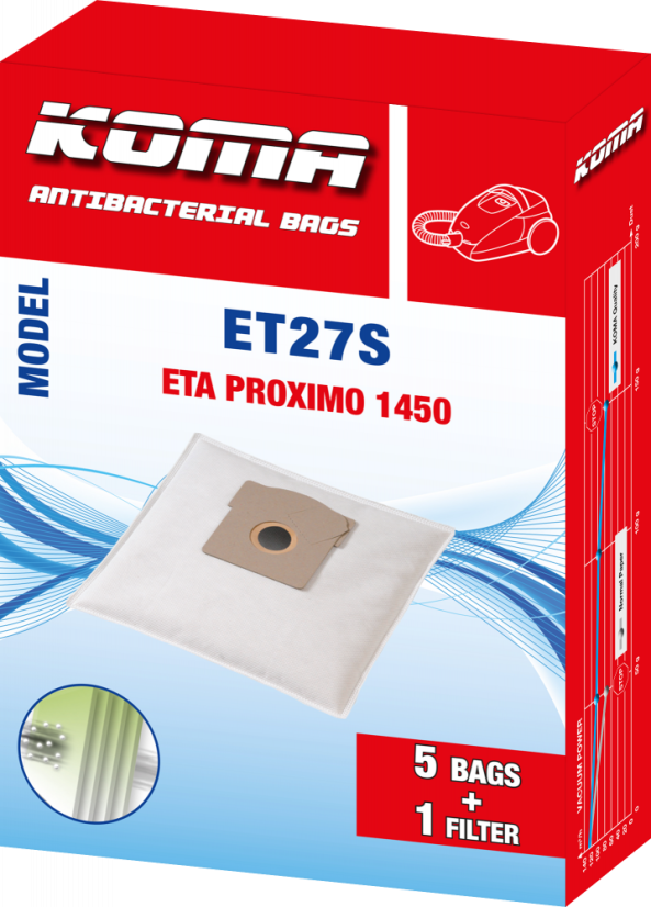 KOMA ET27S - Vrecká do vysávača ETA Proximo 1450, textilné, 5ks