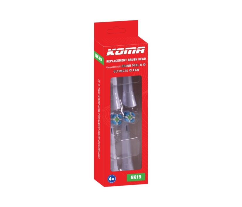 KOMA NK19 - Ersatzköpfe kompatibel mit Braun Oral-B iO Ultimate Clean, weiß, 4 St.