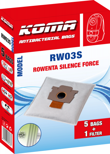 RW03S - Set mit 25 Stück Staubsaugerbeuteln für Rowenta Silence Force Staubsauger