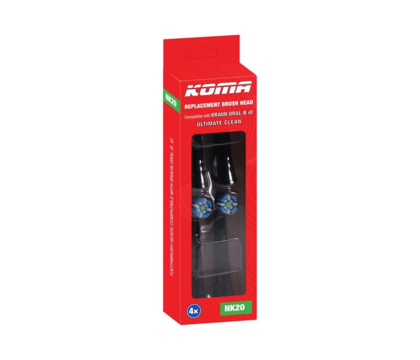 KOMA NK20 - Náhradné hlavice kompatibilné s Braun Oral-B iO Ultimate Clean, čierne, 4ks