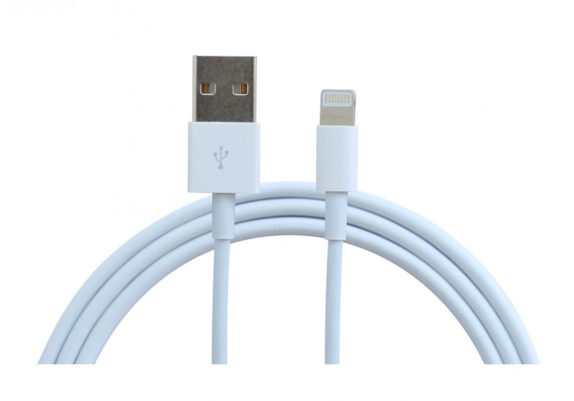 KOMA USB-A / Lightning Synchronisations- und Ladekabel für Apple iPhone / iPad / iPod, weiß, Länge 2m