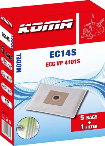 KOMA EC14S - Staubsaugerbeutel für ECG VP 4101S Staubsauger, Textil, 5 Stück