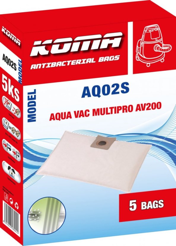 KOMA AQ02S - Set mit 25 Stück Staubsaugerbeuteln für AquaVac Multipro 200 Staubsauger