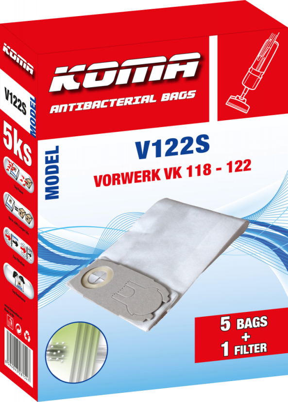KOMA V122S - Sada 25 ks sáčků do vysavače Vorwerk VK 122 Kobold