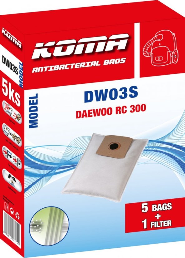 KOMA DW03S - Sada 25 ks sáčků do vysavače Daewoo RC 300