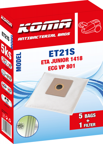 KOMA ET21S - Set mit 25 Stück Staubsaugerbeuteln für ETA Junior 1418 Staubsauger