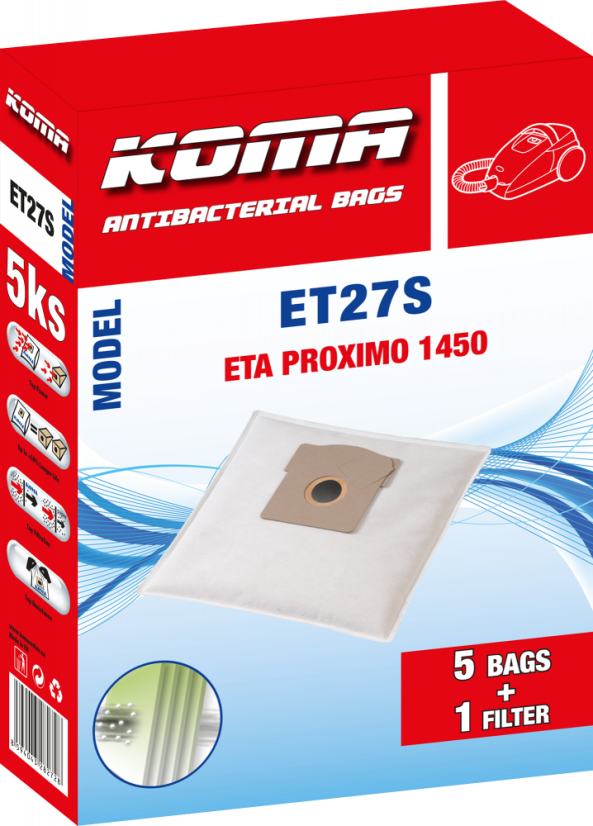 KOMA ET27S - Vrecká do vysávača ETA Proximo 1450, textilné, 5ks