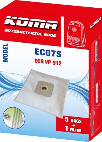 KOMA EC08S - Staubsaugerbeutel für ECG VP 915 Staubsauger, Textil, 5 Stück