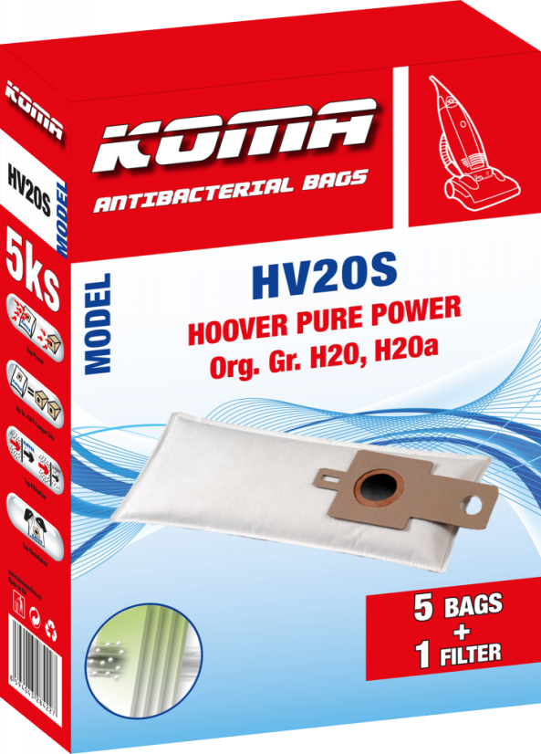 KOMA HV20S - Sada 25 ks vreciek do vysávača Hoover Pura Power, textilné