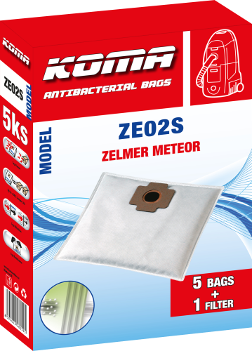 KOMA ZE02S - Staubsaugerbeutel für Zelmer Meteor Textil, 5 Stück