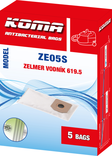 KOMA ZE05S - Staubsaugerbeutel für Zelmer Aquarius Textil, 5 Stück