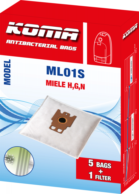 KOMA ML01S - Sada 25 ks vreciek do vysávača Miele H,G,N, textilné