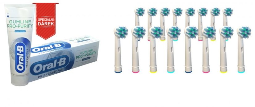 KOMA NK01 - Súprava 16 ks náhradných certifikovaných hlavíc ku kefkám Braun Oral B Cross Action + DARČEK Zubná pasta ORAL-B