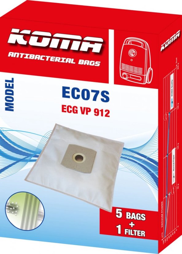 KOMA EC07S - Sada 25 ks vreciek do vysávača ECG VP 912, textilné
