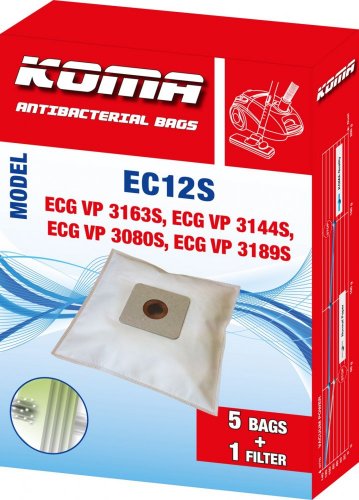 KOMA EC12S - Staubsaugerbeutel für ECG VP 3163S Staubsauger, Textil, 5 Stück