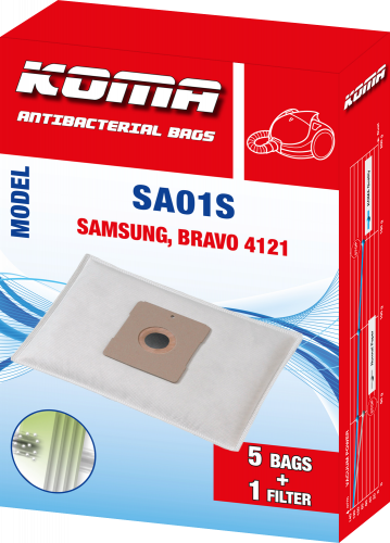 SA01S - Set mit 25 Stück Staubsaugerbeuteln für Samsung, Bravo 4121 Staubsauger
