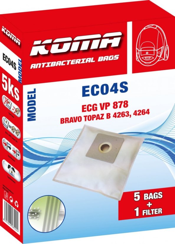KOMA EC04S - Sada 25 ks sáčků do vysavače ECG VP 878