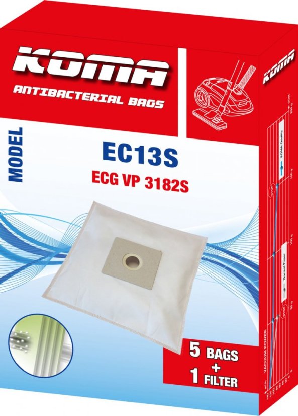 KOMA EC13S - Vrecká do vysávača ECG VP 3182S, textilné, 5ks