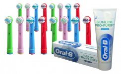 KOMA NK06 - Set mit 16 zertifizierten Ersatzköpfen für Braun Oral-B Kids Zahnbürsten + Gratis Zahnpasta