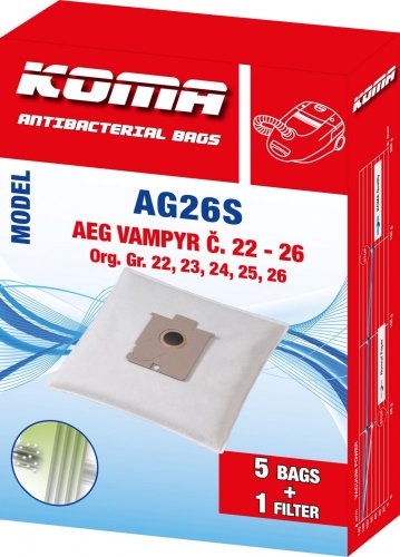 AG26S - Staubsaugerbeutel für AEG Vampyr Gr. 22 - 26 Staubsauger, Textil, 5 Stück