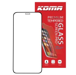 KOMA Gehärtetes Glas Full Cover für iPhone 12 / 12 Pro, 3D-Rundung, Härte 9H