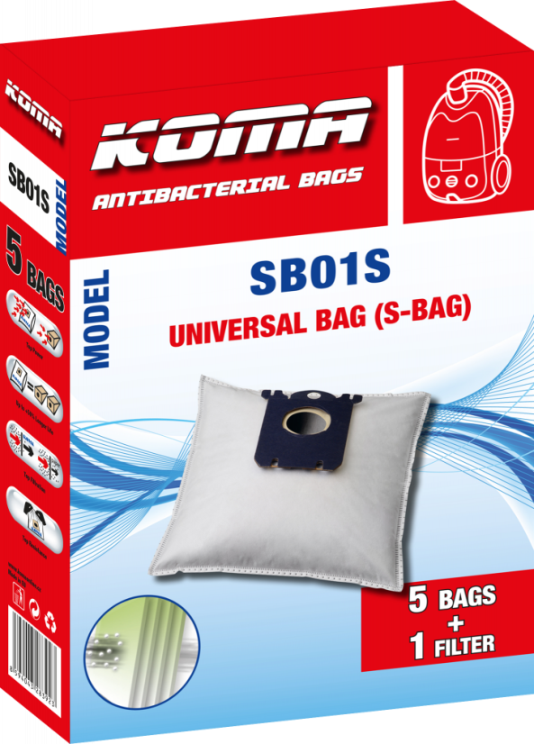 KOMA SB01S - Zubehörsatz für Electrolux, AEG, Philips Staubsauger, 15 Staubsaugerbeutel, 1 Hepa-Filter