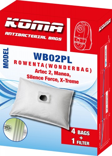 WB02PL - Set mit 20 Stück Staubsaugerbeuteln mit Kunststoffstaubsperre für Rowenta Wonderbag Silence Staubsauger