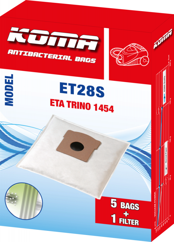 KOMA ET28S - Vrecká do vysávača ETA Trino 1454, textilné, 5ks