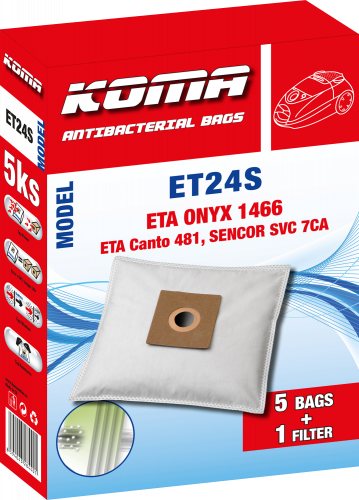 KOMA ET24S - Set mit 25 Stück Staubsaugerbeuteln für ETA Onyx 1466, Dualic, Canto Staubsauger