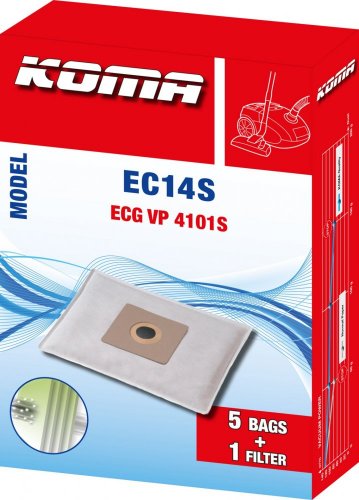 KOMA EC14S - Staubsaugerbeutel für ECG VP 4101S Staubsauger, Textil, 5 Stück