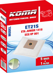 KOMA ET21S - Sáčky do vysavače ETA Junior 1418 textilní, 5ks