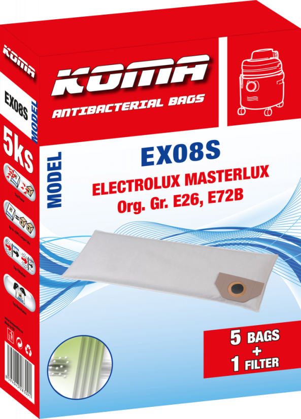 KOMA EX08S - Sada 25 ks sáčků do vysavačů Electrolux Masterlux E28