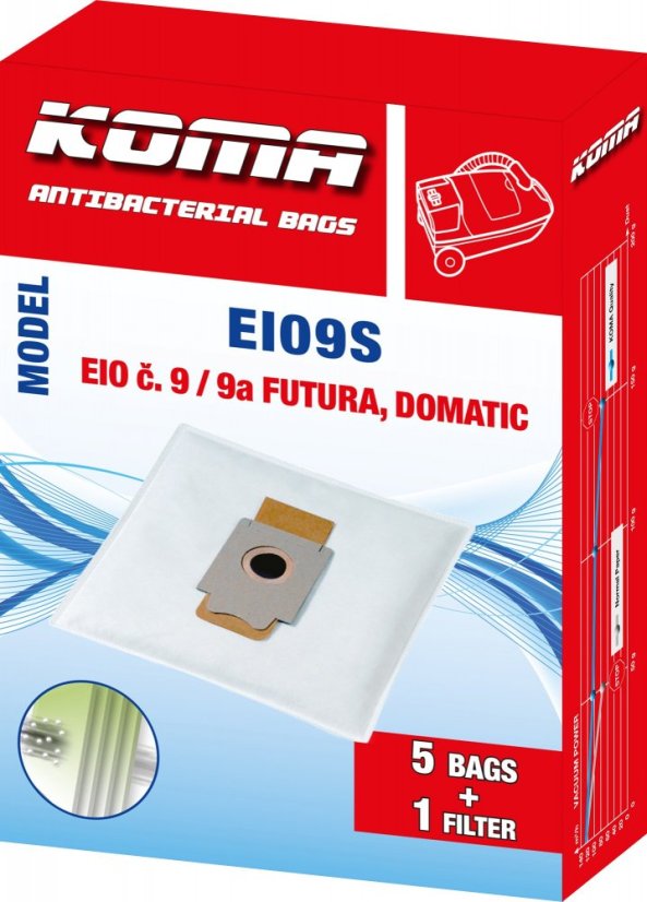 KOMA EI09S - Sáčky do vysavače EIO č.9 Futura textilní, 5ks