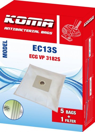 KOMA EC13S - Staubsaugerbeutel für ECG VP 3182S Staubsauger, Textil, 5 Stück