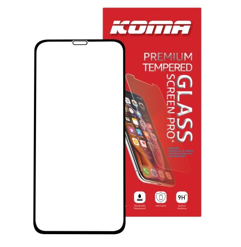 KOMA Gehärtetes Glas Full Cover für iPhone X / XS / 11 Pro, 3D-Rundung, Härte 9H