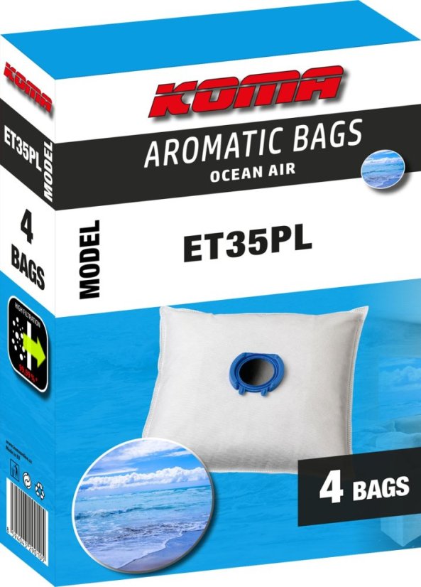 KOMA ET35PL - Parfumované vrecká s vôňou oceánu, kompatibilný s vreckami ETA Unibag, 4ks