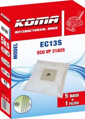 KOMA EC13S - Staubsaugerbeutel für ECG VP 3182S Staubsauger, Textil, 5 Stück