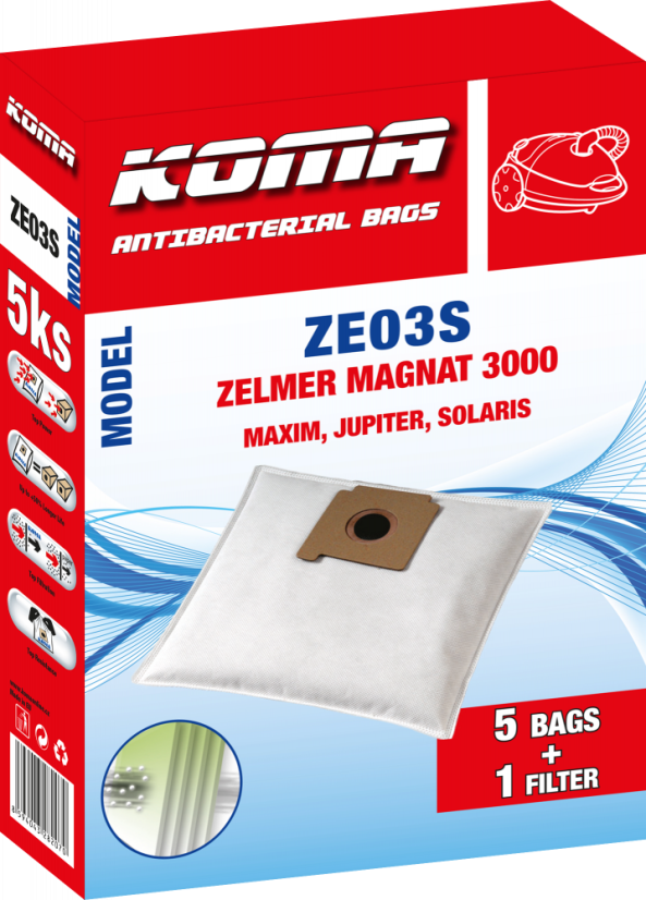 KOMA ZE03S - Sada 25 ks vreciek do vysávača Zelmer Magnat 3000, Jupiter, Solaris
