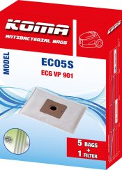 KOMA EC05S - Staubsaugerbeutel für ECG VP 901 Staubsauger, Textil, 5 Stück