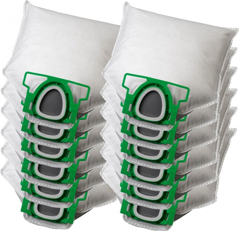KOMA V200PL - Set mit 12 Stück Staubsaugerbeuteln mit Kunststoffstaubsperre für Vorwerk VK 200 Kobold Staubsauger