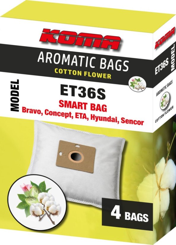 KOMA ET36S - Aromatische Beutel aus Baumwolle Blume für ETA e-Bag, 4 Stk.