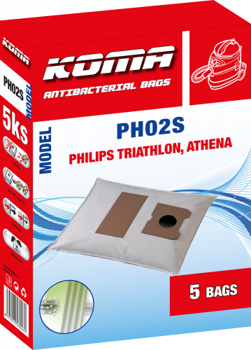 PH02S - Set mit 25 Stück Staubsaugerbeuteln für Philips Triathlon, Athena Staubsauger