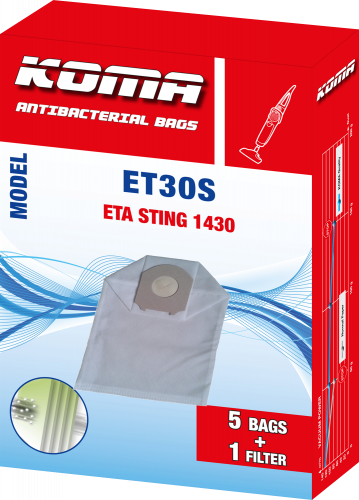 KOMA ET30S -Staubsaugerbeutel für ETA 1430 Sting Staubsauger, Textil, 5 Stück