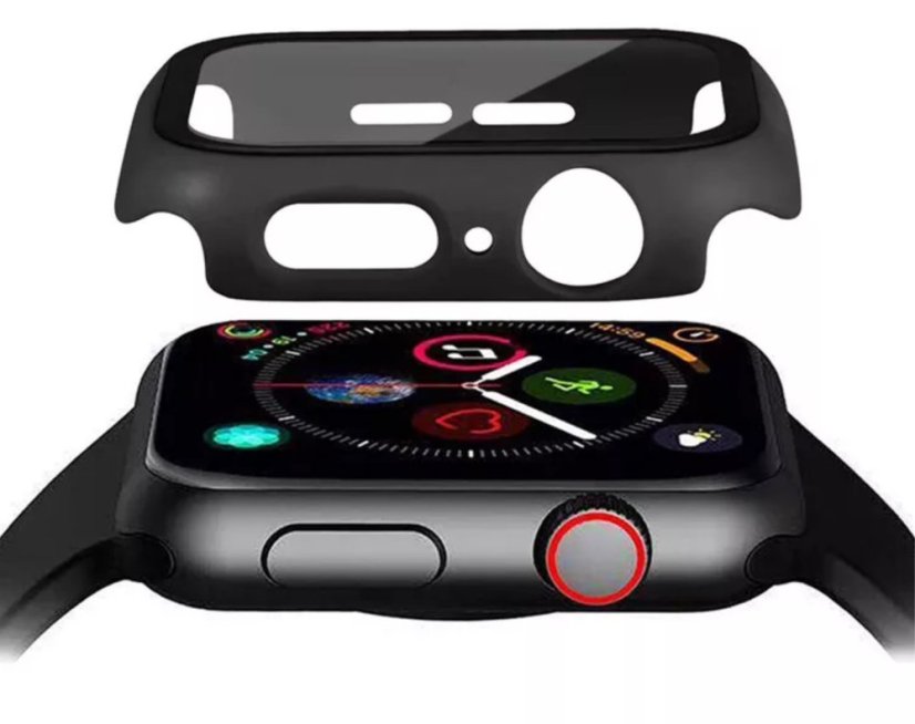 Schutzhülle mit gehärtetem Glas für Apple Watch 38 mm (Serie 1,2,3), transparent
