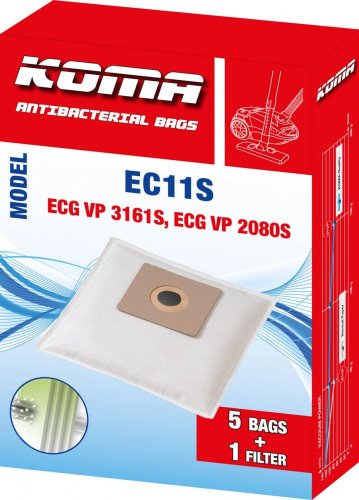 EC11S - Staubsaugerbeutel für ECG VP 3161S Staubsauger, Textil, 5 Stück