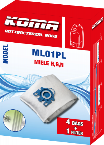 ML01PL - Zubehörsatz für Miele HGN Staubsauger, 8 Staubsaugerbeutel, 1 Hepa-Filter