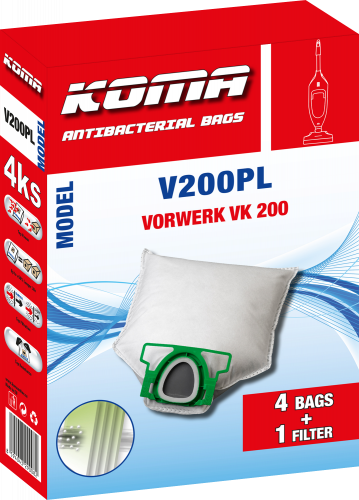 V200PL -Zubehörsatz für Vorwerk VK 200 Kobold Staubsauger, 12 Staubsaugerbeutel, 1 Motorfilter
